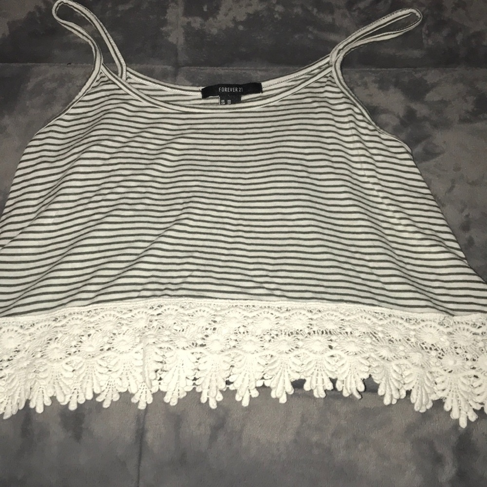 Cropped Striped Tank Forever 21 XS Like new